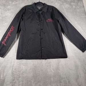 Badwood Windbreaker Jacket Mens Medium Black Coach Snap‎ Button Eyes Los Angeles